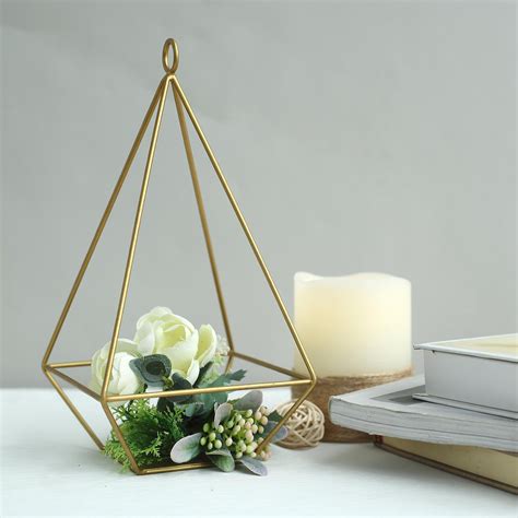 Gold Metal Pyramid Tealight Holders, 2 Pack | eFavormart.com