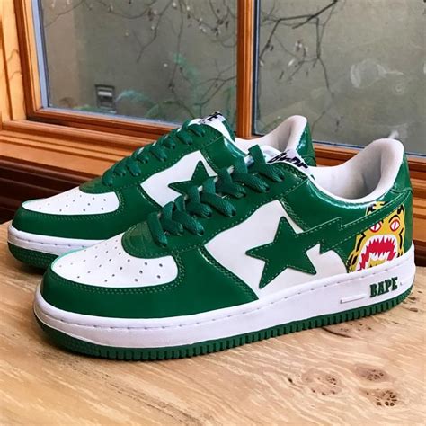 Bape White/Green Tiger Bapesta 10 #344 – famshop | Bape shoes, Swag shoes, Bapesta shoes