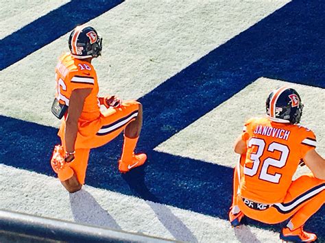 Broncos VS Chargers Color Rush Uniforms at game | Broncos cheerleaders ...