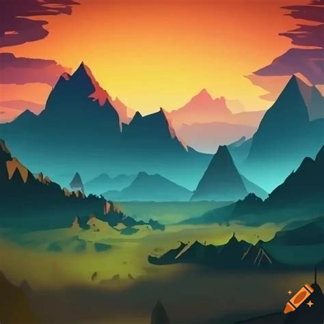2d game background of rocky mountain landscape