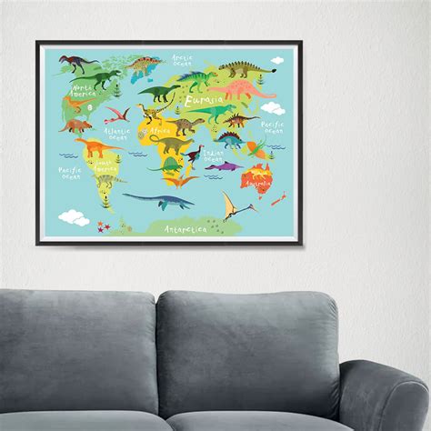 Kids Animals Funny World Map Poster Printing Wall Art | Etsy