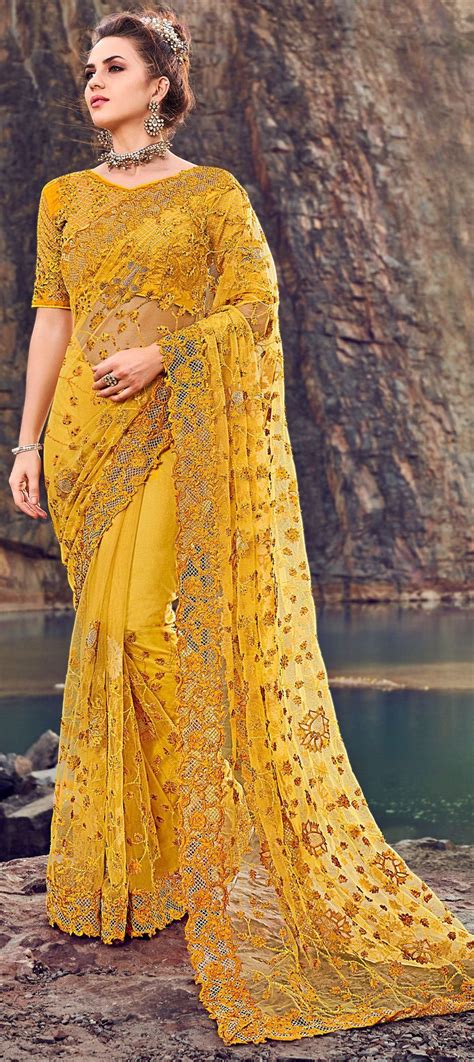 Designer Yellow Saree for Women Party Wear Wedding Saree | Etsy