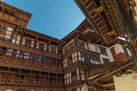 Inside Trongsa Dzong in Trongsa with Blue Sky Stock Image - Image of ...