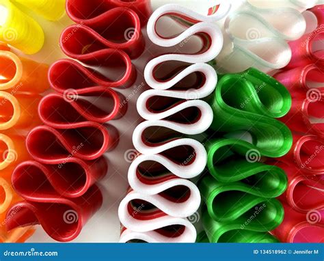 Colorful, Old Fashioned Ribbon Candies Stock Photo - Image of hard ...