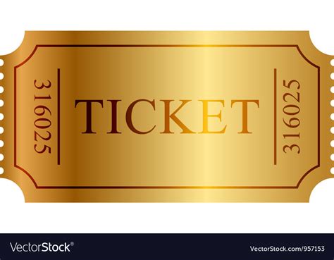 Gold ticket Royalty Free Vector Image - VectorStock