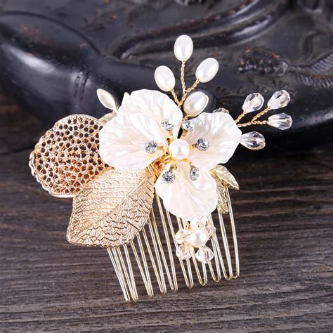 Wedding Bridal Hair Combs Vintage Gold Hairpins Prom Jewelry Flower ...