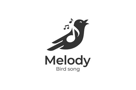 singing bird silhouette logo design with canary. Music Notes for Song ...