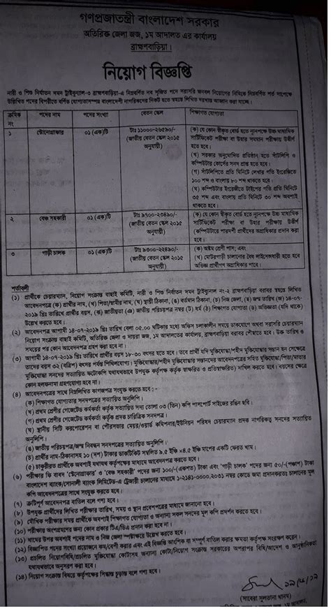 Additional District Judge's office job circular 2019 - TopBDjobs