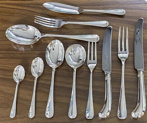 Sterling Silver Three-Prong Rattail Cutlery/Flatware Service 1982 ...