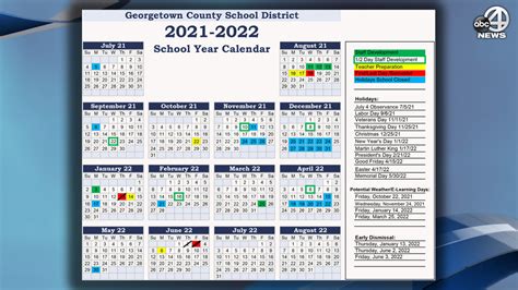 2021-2022 Georgetown County school calendar approved