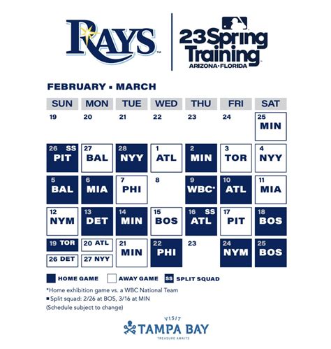 Tampa Bay Rays Announce 2023 Spring Training Schedule For 15th Season ...