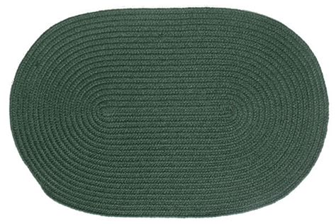 Solid Dark Green - Oval Braided Rug