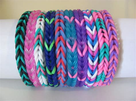 Rainbow Loom rubber band stretch bracelet lot of 10 fishtail