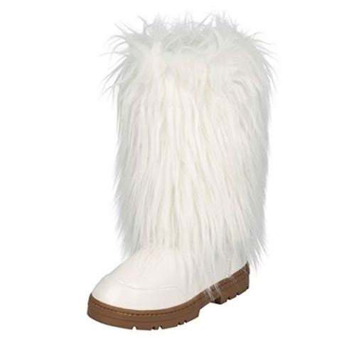 White Fur Snow Mid Calf Boots - Online Boots