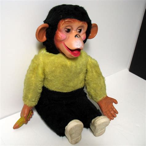 Vintage Zippy Plush Rubber Monkey with Banana