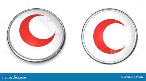 Button Red Crescent Symbol Editorial Photography - Image: 9398257