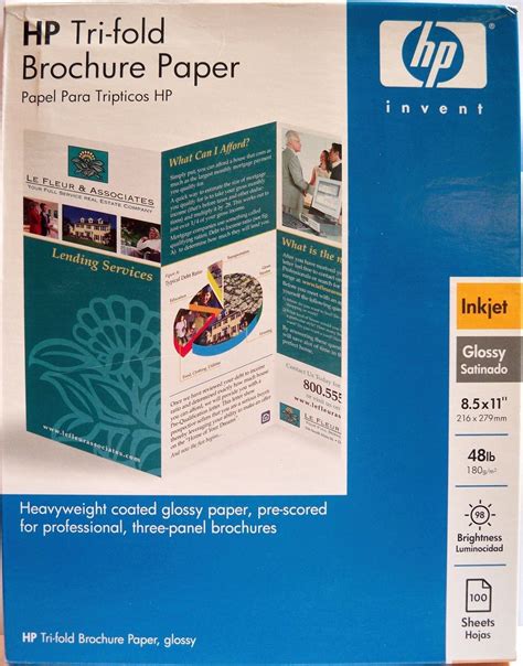 HP Tri-fold Brochure Paper (Glossy) 100 Sheets [8.5" x 11"] - Printer Paper