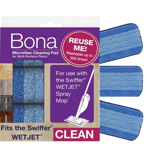 Bona Cleaning Products Reusable Microfiber Pads Jet Mop Refills Value Pack - 3ct : Target