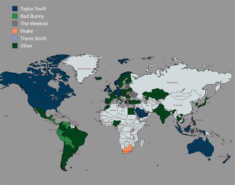 Most streamed artist on spotify, in each country this week: Taylor Swift top artist in 20 ...