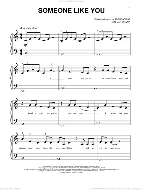 Adele - Someone Like You sheet music for piano solo (big note book)