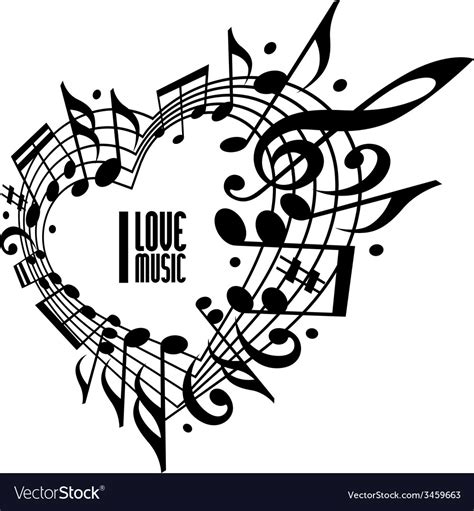 I love music concept black and white design Vector Image