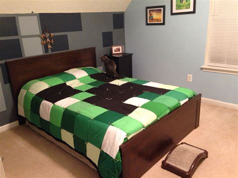 Minecraft bedding! I would do the walls in a different color...but I am ...