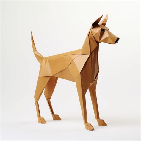 Premium AI Image | Geometric Origami Dog Modernist 3d Rendering In Maya