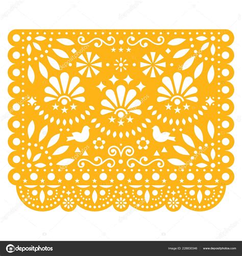 Papel Picado Vector Floral Design Birds Mexican Paper Decorations ...