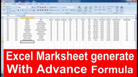 Automatic Generate School mark sheet advanced formulas in Excel - YouTube