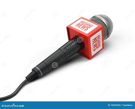 Breaking News Microphone on White Stock Illustration - Illustration of ...