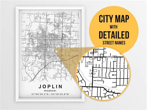 Printable Map of Joplin MO Missouri USA City Map With Street - Etsy