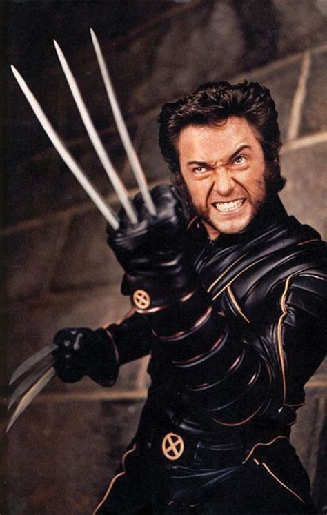 Hugh Jackman 'Wolverine' black leather battle suit on full-size display ...