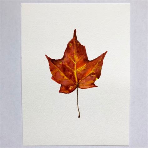 Warm Colors of Fall Maple Leaf Original Watercolor Painting [6 x 8]