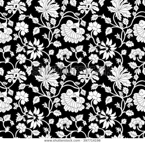 Seamless Black White Floral Pattern Stock Vector (Royalty Free) 397714198 | Shutterstock ...