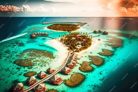 Premium Photo | Islands with bungalows for exotic holiday in maldives ...