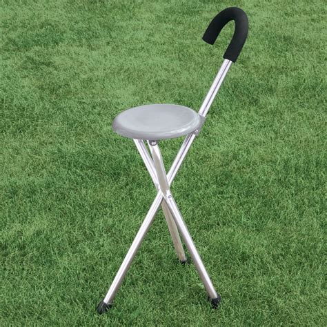 Portable Walking Cane Chair with Fold-Down Seat