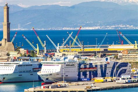 Genoa port in Italy editorial stock photo. Image of liguria - 120045878