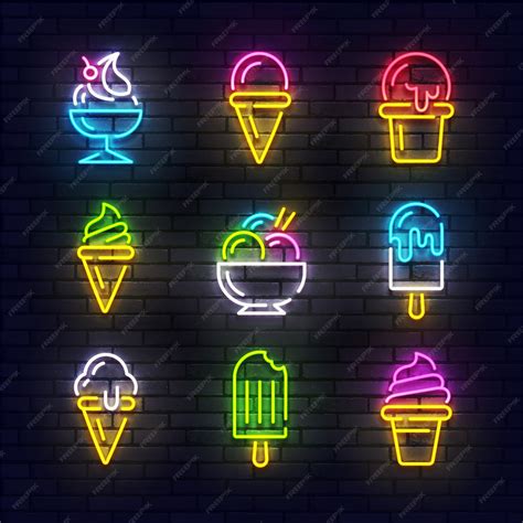 Premium Vector | Ice Cream neon sign