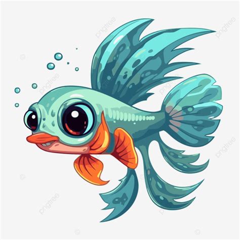 Guppy Clipart Miniature Blue Betta Fish Silhouette In A Cartoon Illustration Of Fish Character ...