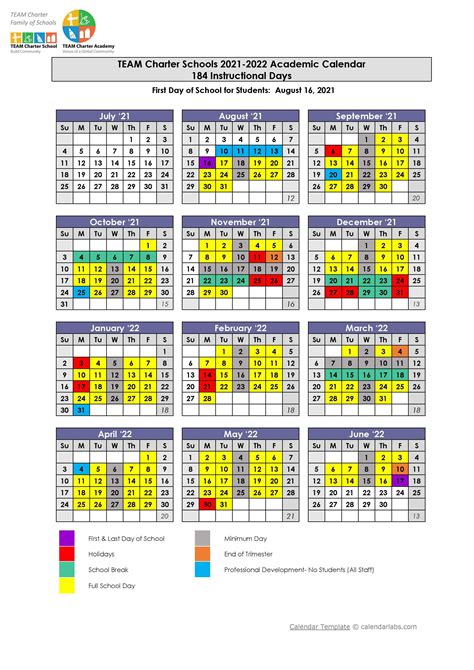 2021-2022 Academic Calendar – TEAM Bianchi – TEAM Charter Schools