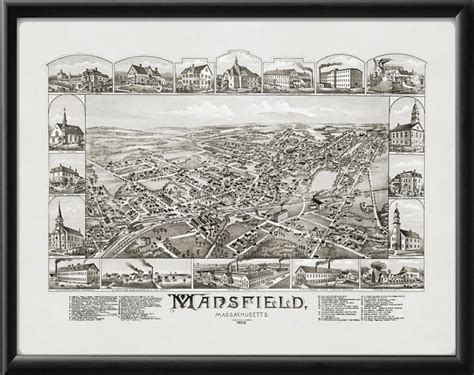 Mansfield MA 1888 - Vintage City Maps