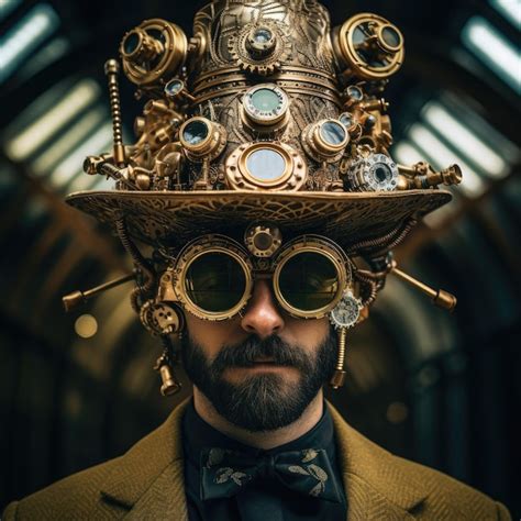 A man wearing a steampunk hat and goggles | Premium AI-generated image