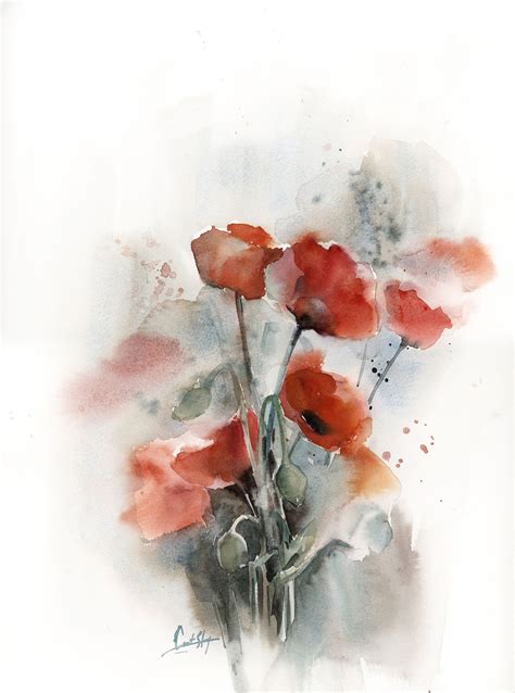 Red Poppies Painting Original Watercolor Painting Flowers | Etsy | Modern watercolor art, Poppy ...