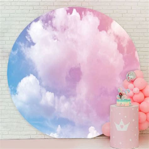 Aperturee Blue Pink Clouds Round Baby Shower Backdrops | Baby shower backdrop, Baby shower wall ...