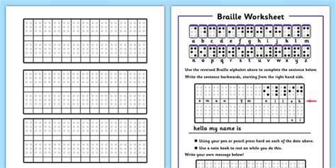 Braille Worksheets - braille worksheets, braille, alphabet