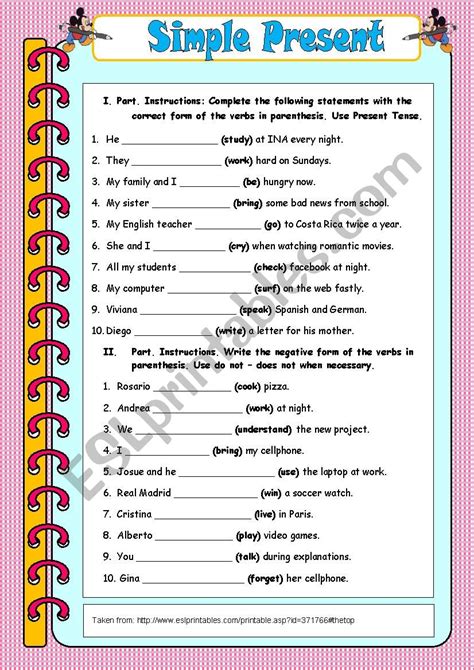 Simple Present Tense - ESL worksheet by sotoviviana3