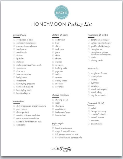 Pin by Sabrina Nicosia on Weddingmoon | Honeymoon packing list ...