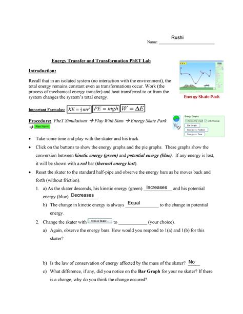 ️Energy Skate Park Simulation Worksheet Free Download| Gambr.co