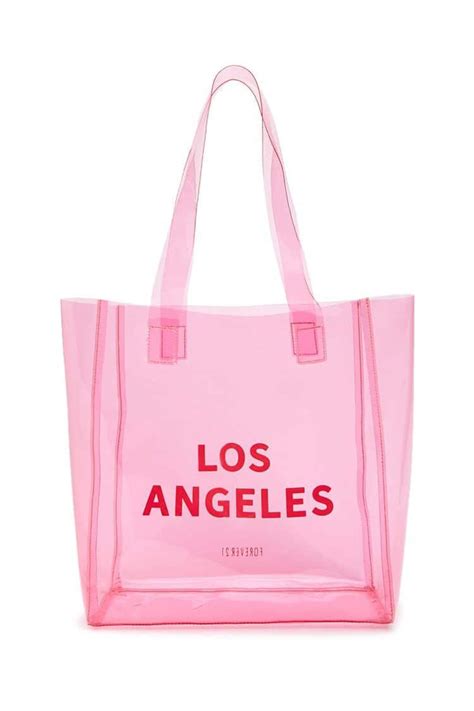 Los Angeles Pink Clear Tote Bag in 2020 (With images) | Plastic handbag, Clear tote bags ...