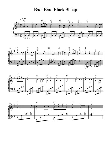 Baa! Baa! Black Sheep - piano by Traditional - Easy Piano - Digital Sheet Music | Sheet Music Plus